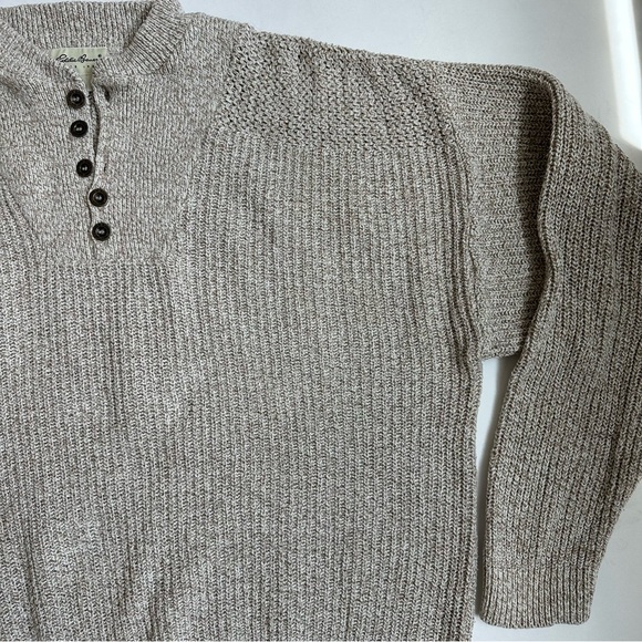 Eddie Bauer Vintage Men’s Oversized Cotton Henley Sweater USA L - Picture 5 of 13